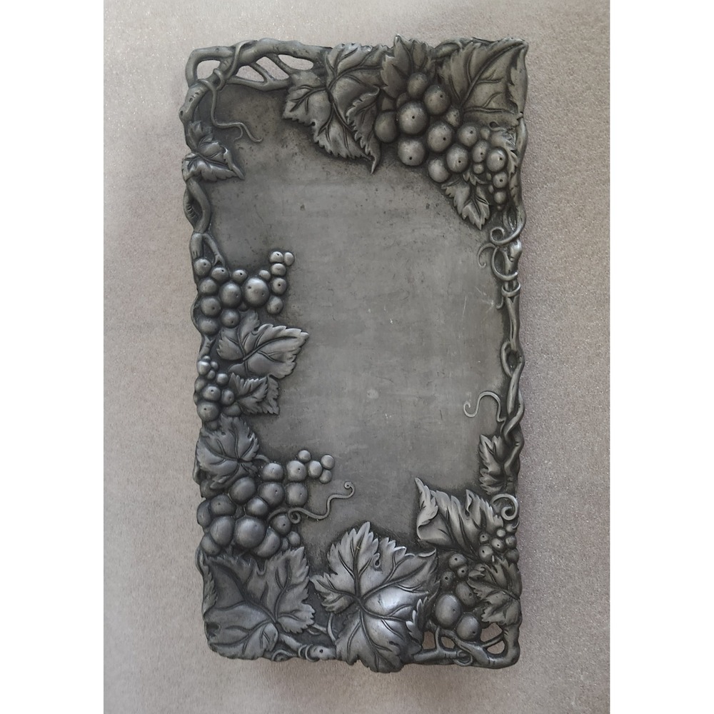 Vintage 1996 Arthur Court Aluminum Rectangular Bread Tray Grape Vine Motif 12in